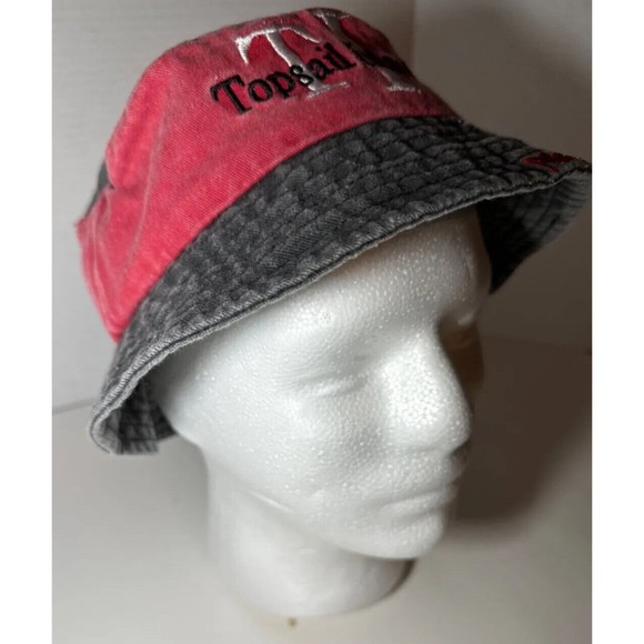 Topsail Island Bucket Hat Unisex, ￼OS /Red-Black /Stone Wash - NC Beach - Picture 3 of 10